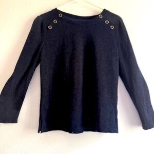 Liz Claiborne Navy Blue Sweater w/Gold Button Accents.  Sz S. NWT.